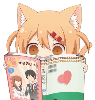😨 16617b35 恋するあいつら Anime, Meisje, Lezen, Boek, Kattenoren, Manga telegram sticker