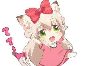 😃 f7288728 Anime, Chibi, Kawaii, Leuk, Katmeisje, Dierenoren, Vraagtekens telegram sticker