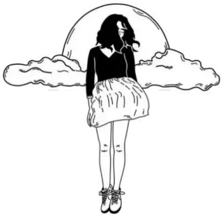 😥 ac077eab wanita, gambar, bulan, awan, siluet telegram sticker