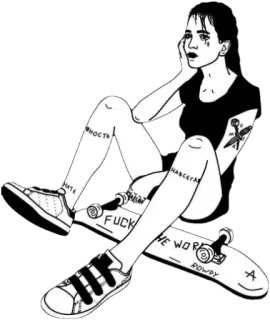 👐 f93b461b FUCK THE WORLD skateboard, gadis, emo, menyinggung telegram sticker