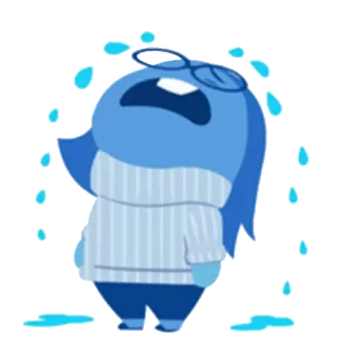 😞 f5ab443a Sadness Inside Out 슬픈, 울음, 파란색, 감정, 눈물, 캐릭터, 픽사, 영화 telegram sticker