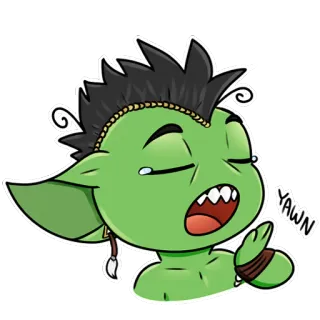 😴 5bc31e95 YAWN duende, bocejo, sonolento, desenho animado telegram sticker