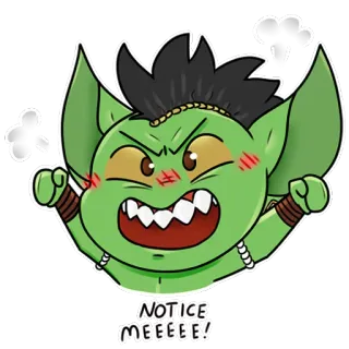 😤 95edfbeb NOTICE MEEEEE! goblin, bravo, desenho animado, monstro, fantasia telegram sticker