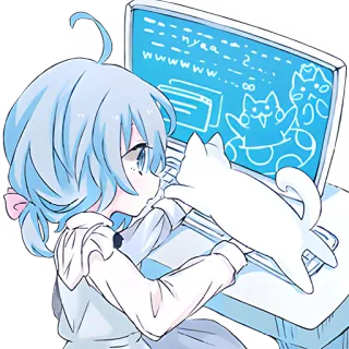 🤨 db970a83 hyaa...2...wwwwww... Anime, Katze, Computer, Mädchen, Süß, Zeichnung whatsapp sticker