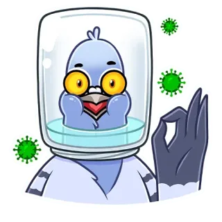 🦠 da02c7e1 голубь, птица, ученый, ок, вирус, халат, мультик, наклейка telegram sticker