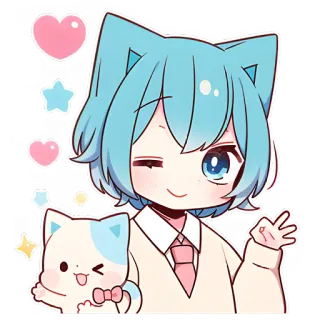 ✌ 05cae6cd Anime, Chat, Mignon, Kawaii, Manga, Dessin animé, Autocollant telegram sticker