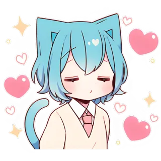 👍 df801137 Anime, Chat, Mignon, Kawaii, Coeurs, Étincelles telegram sticker
