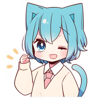 👍 f2110204 Anime, Mignon, Chat, Manga, Kawaii, Dessin animé, Personnage, Chibi telegram sticker