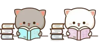 📖 12ce6d8e kucing, membaca, buku, imut, belajar, kawaii whatsapp sticker