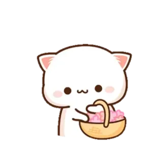 🌸 613edfda kucing, imut, kawaii, binatang, stiker, keranjang, bunga whatsapp sticker