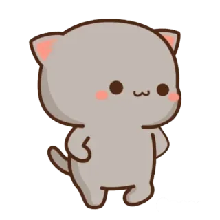 😒 89913304 kucing, lucu, hewan, anak kucing, kartun, abu-abu, Peach dan Goma whatsapp sticker