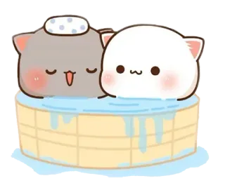 🛁 b893fc4a kucing, mandi, imut, kawaii, kartun, santai, spa, hewan whatsapp sticker