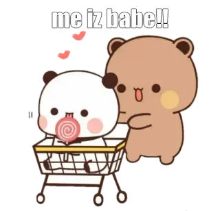 🔰 2abc05f3 me iz babe!! Dibujos animados, Osos, Lindo, Carrito de compras, Paleta, Animación, Pegatina telegram sticker
