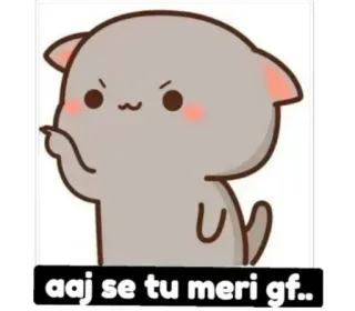 💜 40ccd5aa aaj se tu meri gf.. Dibujos animados, Gato, Pegatina, Lindo, Novia, Romántico telegram sticker