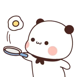 🥚 c5457388 Panda, Huevo, Sartén, Lindo, Dibujos animados, Kawaii telegram sticker