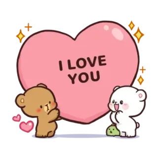 ❤ fa214efb I LOVE YOU amor, corazón, osos, lindo, dibujos animados, afecto, relación telegram sticker