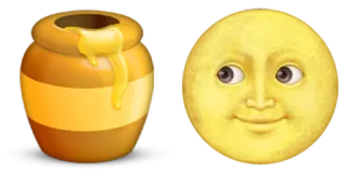 🌚 51b609c6 蜂蜜, 月亮, 脸, 可爱, 黄色, 食物 telegram sticker