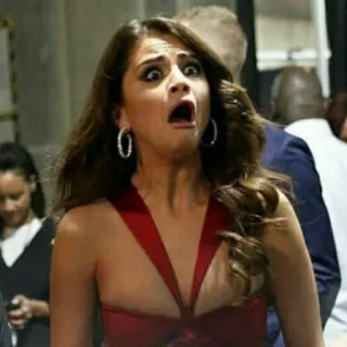 🍰 9997b32b Selena Gomez shocked, surprised, celebrity, woman, reaction, Selena Gomez telegram sticker