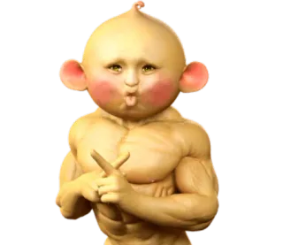 😗 60d027f5 divertente, meme, muscoli, strano, bambino, umorismo, cartone animato telegram sticker