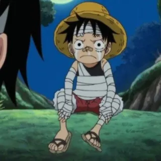 🍖 fb8f0cd9 Monkey D. Luffy One Piece 动漫, 角色, 蒙奇·D·路飞, 受伤, 海贼王, 哭泣 telegram sticker