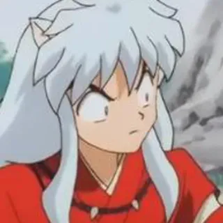 🐶 ca5b198b Inuyasha Anime, Manga, Personaggio, Orecchie da cane, Vestito rosso, Espressione arrabbiata telegram sticker