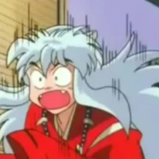 🐶 ed0b7191 Inuyasha anime, cartone animato, scioccato, reazione telegram sticker