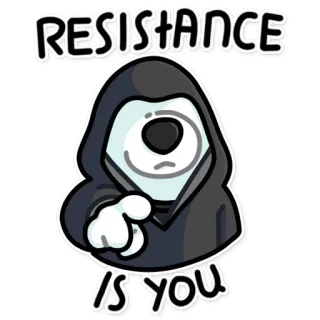 👈 3f234cb9 RESISTANCE
IS YOU verzet, figuur met kap, cartoon, illustratie telegram sticker