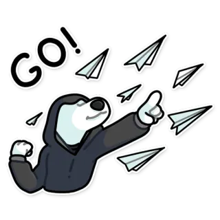 👉 44294fb8 GO! aanmoediging, papieren vliegtuigjes, motivatie, hond, go telegram sticker