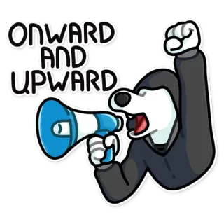 🎙 dda2db70 ONWARD AND UPWARD aanmoediging, megaphone, protest, succes, motivatie, vooruitgang telegram sticker