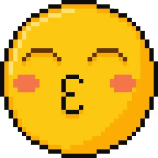 😊 1ba2e74b 表情符号, 亲吻, 像素艺术, 黄色, 脸 whatsapp sticker