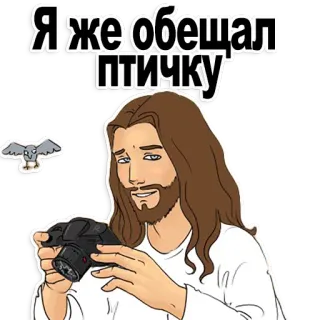 😍 7711ca00 Я же обещал птичку yesus, burung, kamera, kartun telegram sticker