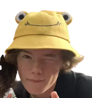 😉 2b96d383 人, 帽子, 黄色, カエル, ウインク telegram sticker