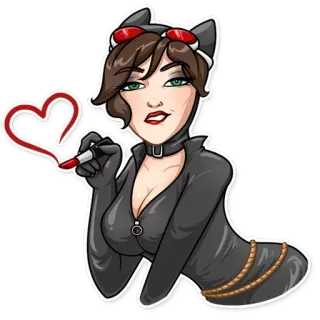 ❤️ 149dc5d7 Catwoman 캣우먼, dc 코믹스, 만화 캐릭터, 하트, 악당, 슈퍼히어로 whatsapp sticker