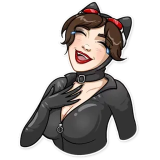 😂 76416eef 여자, 캣우먼, 정장, 영웅, 코스프레, 행복한 whatsapp sticker