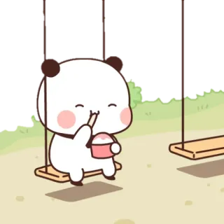 🐼 04f0bc0a mignon, dessin animé, kawaii, manger, balançoire, dessert, personnage whatsapp sticker