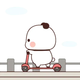 🐼 1183b95e scooter, mignon, animal, balade, transport, kawaii whatsapp sticker