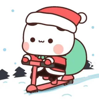 🐼 4d443afa Noël, Père Noël, dessin animé, mignon, scooter, vacances, hiver whatsapp sticker