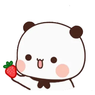 🐼 5363a5a8 Panda, Fraise, Mignon, Dessin animé, Animal, Kawaii, Nourriture whatsapp sticker