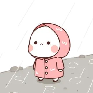 🐼 822e5ae4 mignon, dessin animé, rose, imperméable, triste, blob, kawaii whatsapp sticker