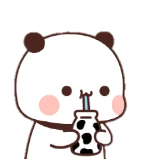 🐼 8fa33716 Panda, Mignon, Kawaii, Animal, Dessin animé, Bubble tea, Lait whatsapp sticker