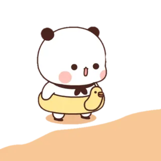 🐼 b6b22076 Panda, Dessin animé, Mignon, Kawaii, Canard, Bouée, Personnage, Animal whatsapp sticker