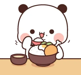🐼 b7100fe9 Panda, Manger, Riz, Nourriture, Dessin animé, Mignon, Kawaii whatsapp sticker