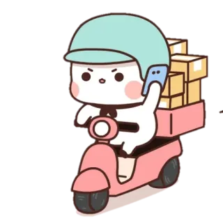 🐼 b8ebe2bf livraison, scooter, paquets, dessin animé, mignon, transport whatsapp sticker
