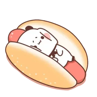 🐼 c65c04fa hot-dog, animal, mignon, nourriture, kawaii, drôle, dessin animé whatsapp sticker