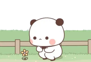 🐼 e8b4fc5b Panda, Mignon, Fleur, Animal, Dessin animé whatsapp sticker