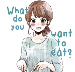 🍽 441866cd What do you want to eat? đồ ăn, câu hỏi, dễ thương, nấu ăn telegram sticker