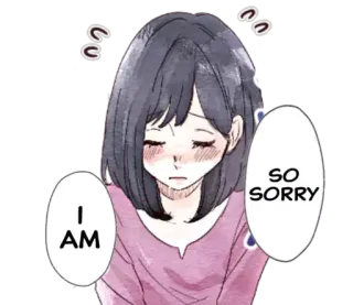 🙏 bcae6c75 I AM SO SORRY xin lỗi, rất tiếc, phụ nữ, buồn, biểu cảm, phim hoạt hình telegram sticker