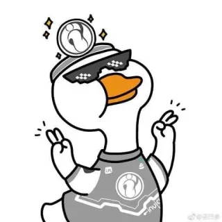 🌟 f7a53932 INUIE bebek, kartun, kacamata hitam, karakter, binatang, simbol perdamaian telegram sticker