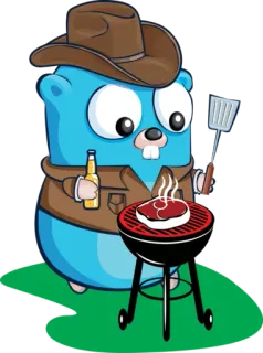 🍺 88cf1954 Gopher, Grillen, Grillen, Cowboy, Bier, Steak telegram sticker