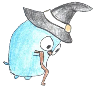 😞 f1078794 Zauberer, Monster, Hut, blau, Cartoon, Fantasy, skurril telegram sticker